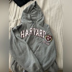men’s grey harvard zip up